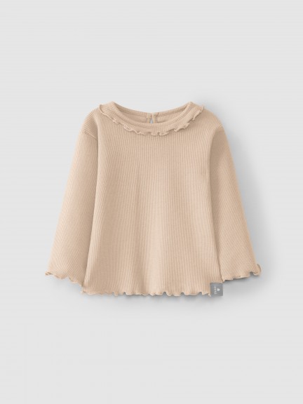 Ribbed jersey longsleeve with ruffle