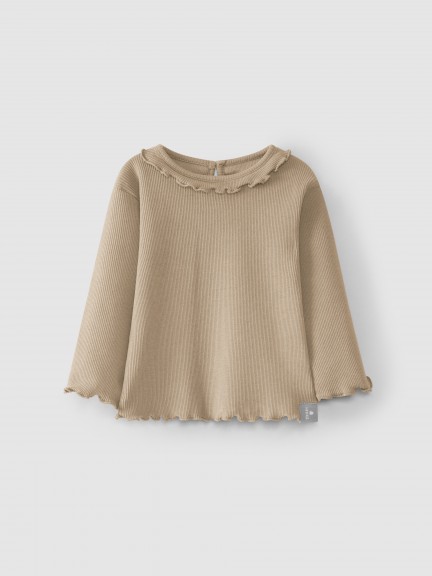 Ribbed jersey longsleeve with ruffle