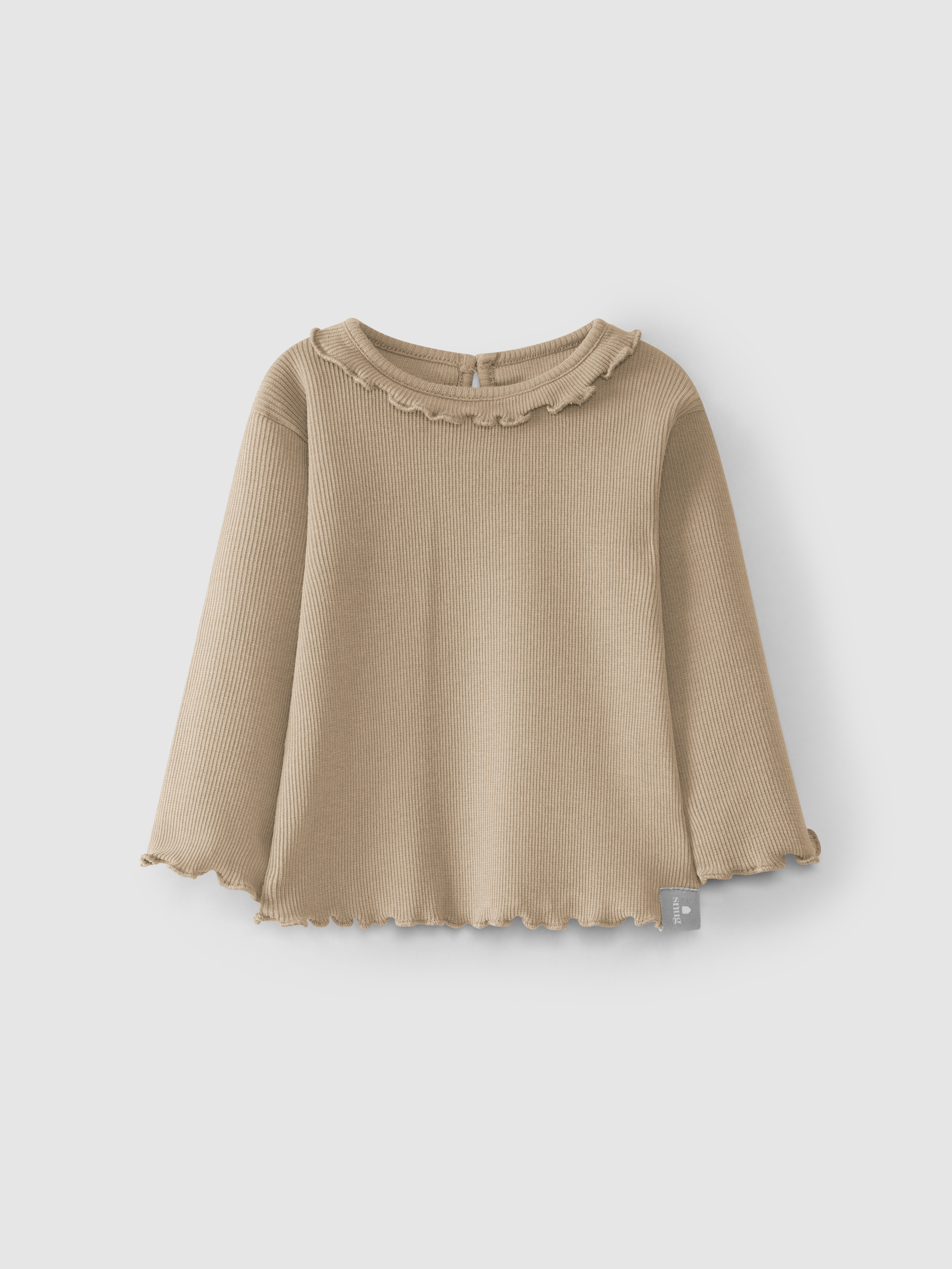 Manga larga acanalada con volante