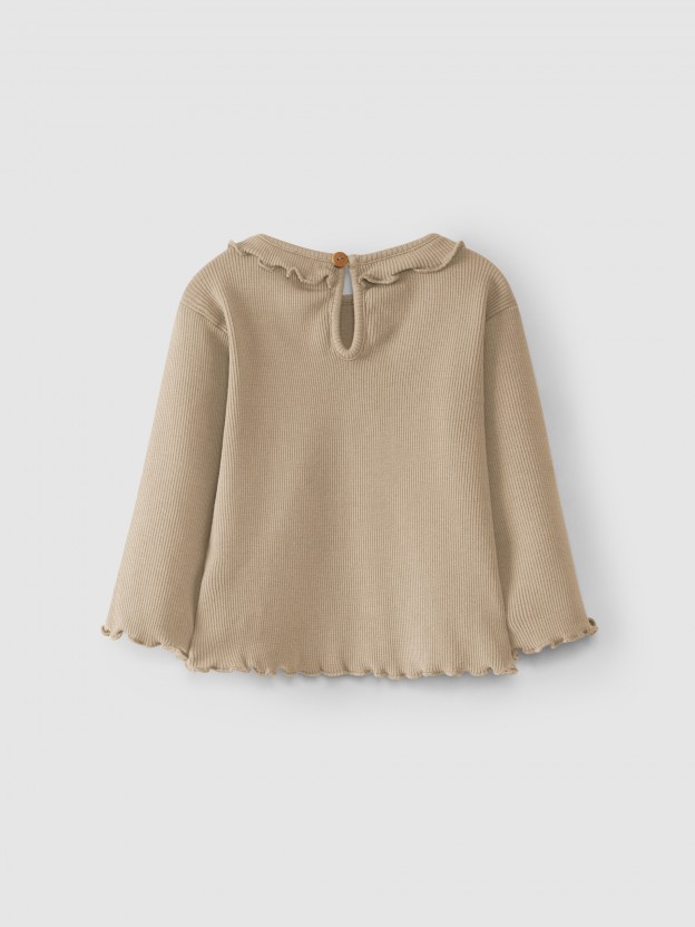 Ribbed jersey longsleeve with ruffle Ribbed jersey longsleeve with ruffle