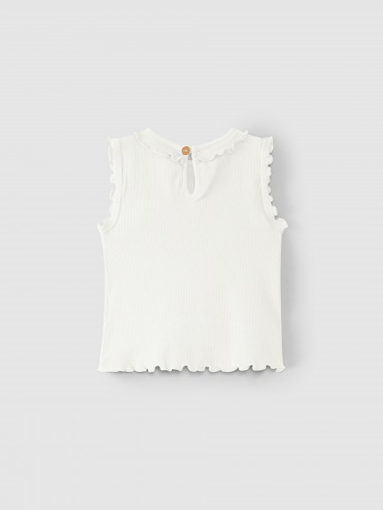 Camiseta de punto canalé con volante Camiseta de punto canalé con volante