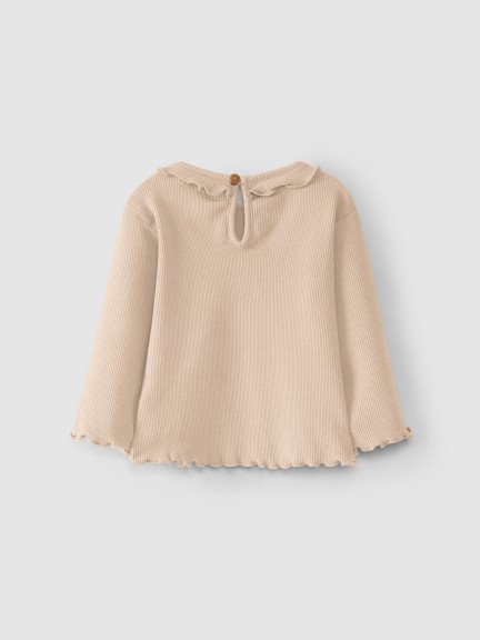 Longsleeve malha canelada com folho Longsleeve malha canelada com folho