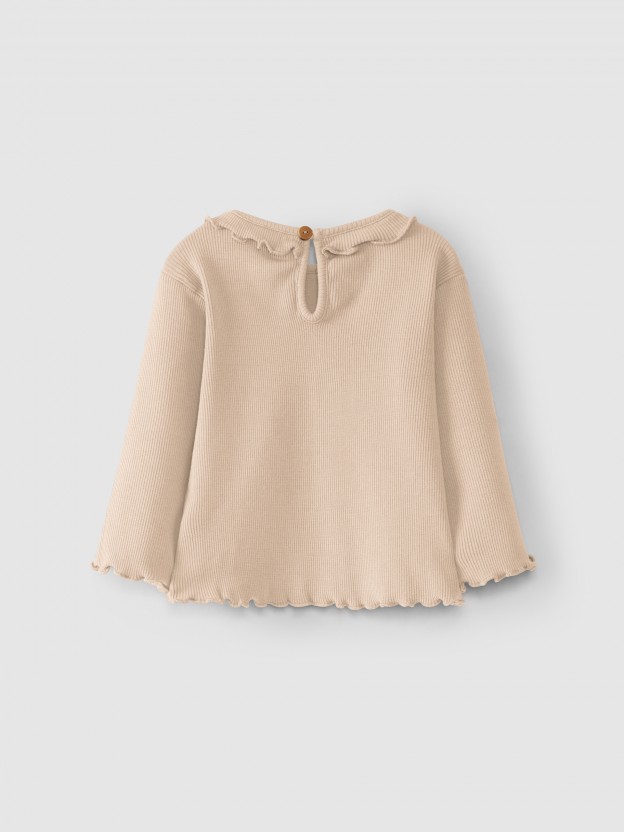 Ribbed jersey longsleeve with ruffle