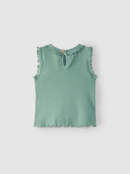 Ribbed jersey singlet with ruffle Ribbed jersey singlet with ruffle