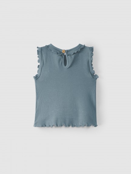 Ribbed jersey singlet with ruffle Ribbed jersey singlet with ruffle