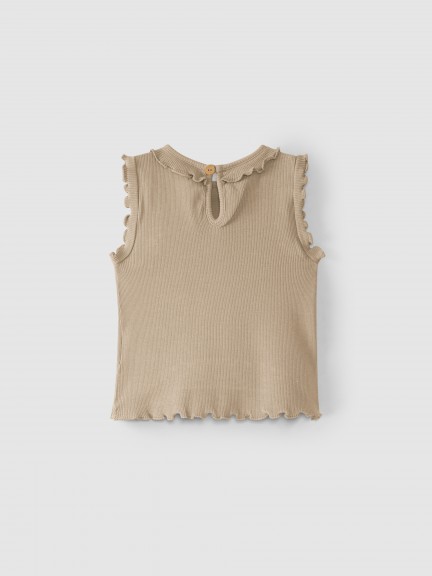 Ribbed jersey singlet with ruffle Ribbed jersey singlet with ruffle