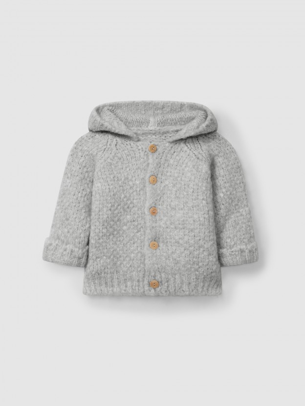 Knitted hooded cardigan