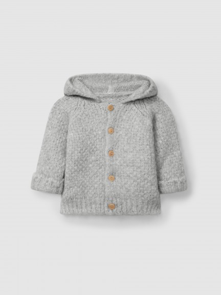 Knitted hooded cardigan