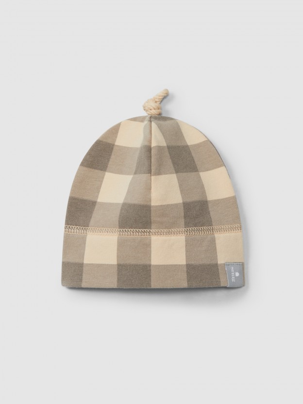 Plaid beanie with knot Plaid beanie with knot