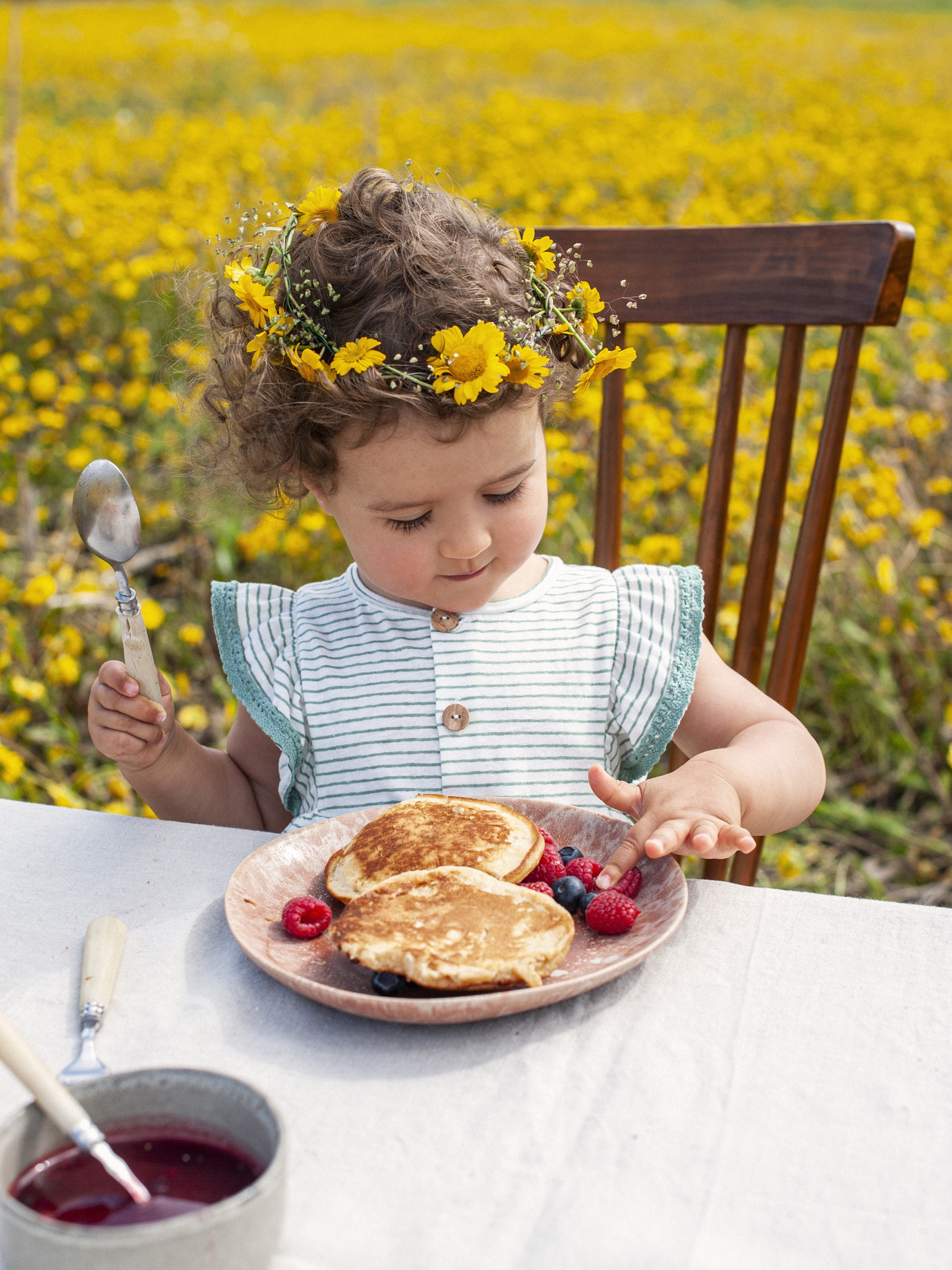 Macacão de riscas mangas em folho