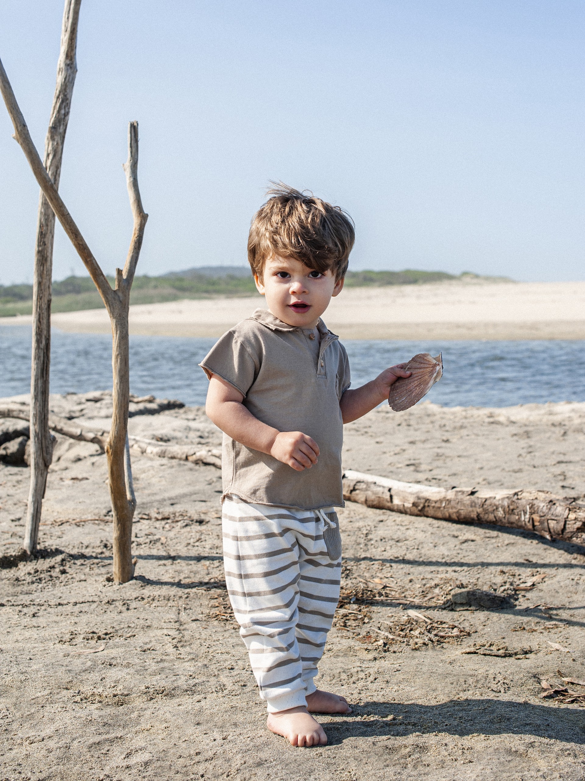 Calças pull-up com riscas