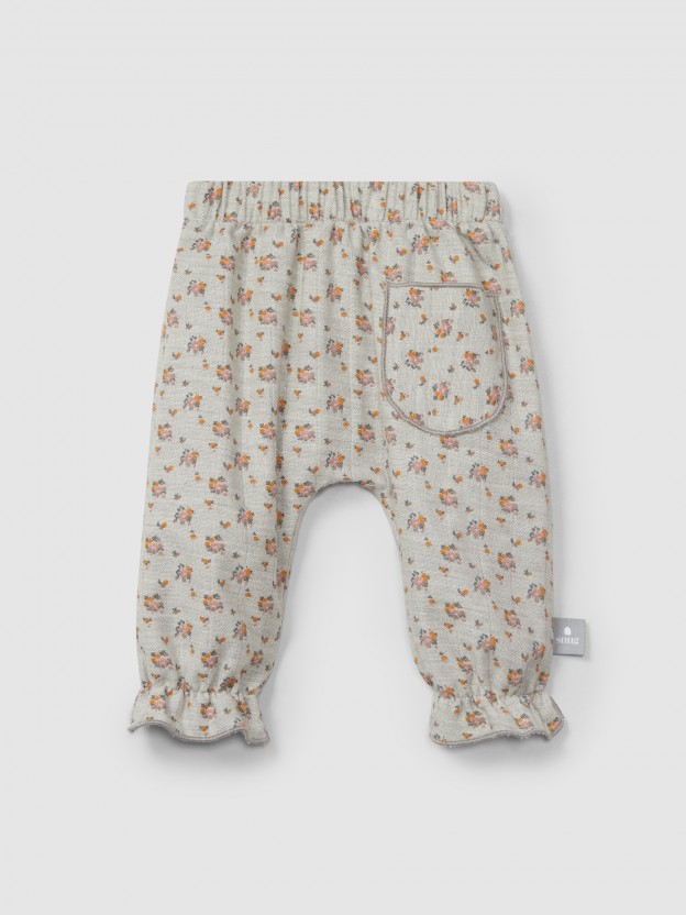 Triple gauze floral pull-up pants