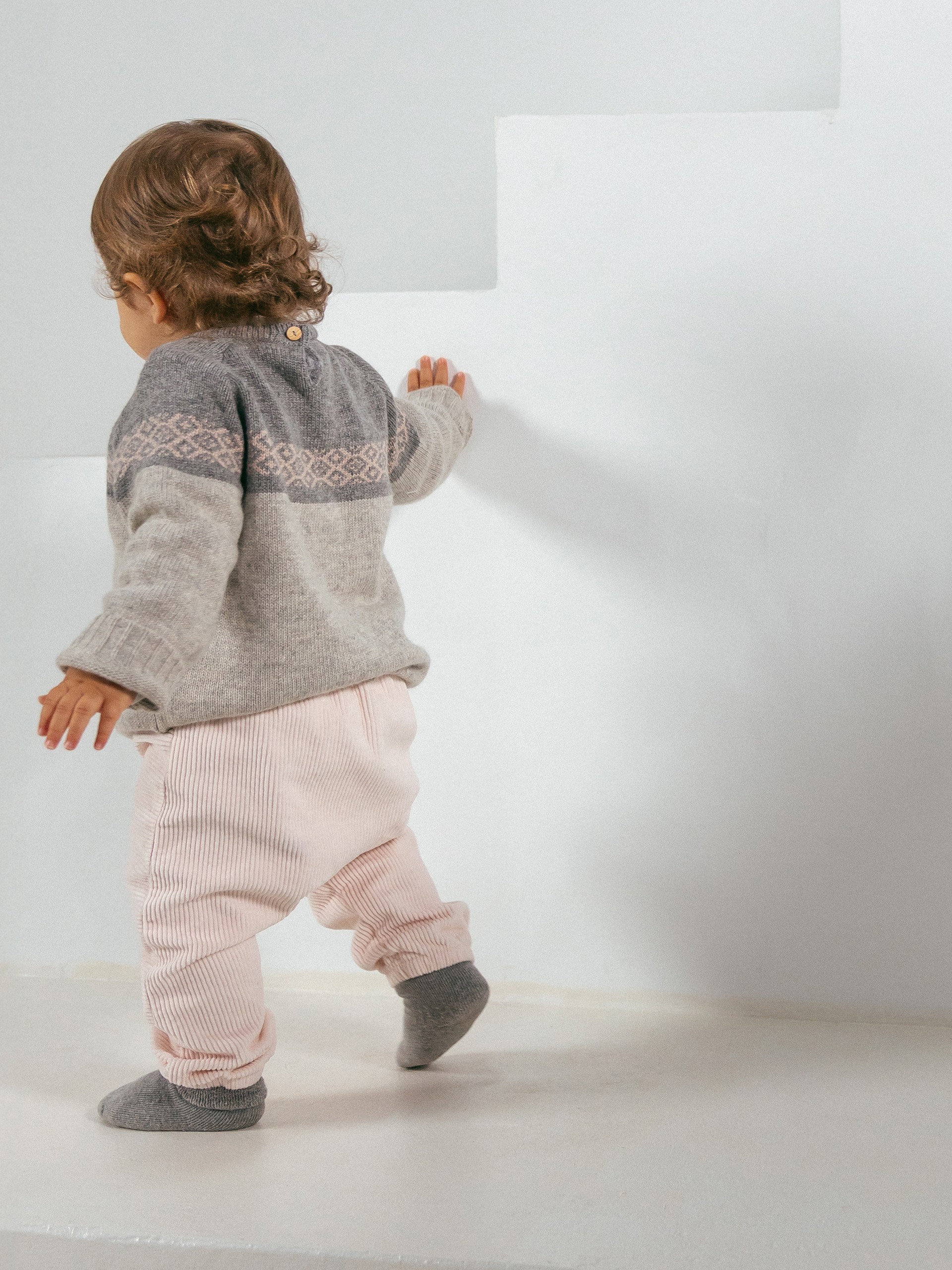 Pantalón pull-up con lazo en terciopelo de algodón orgánico