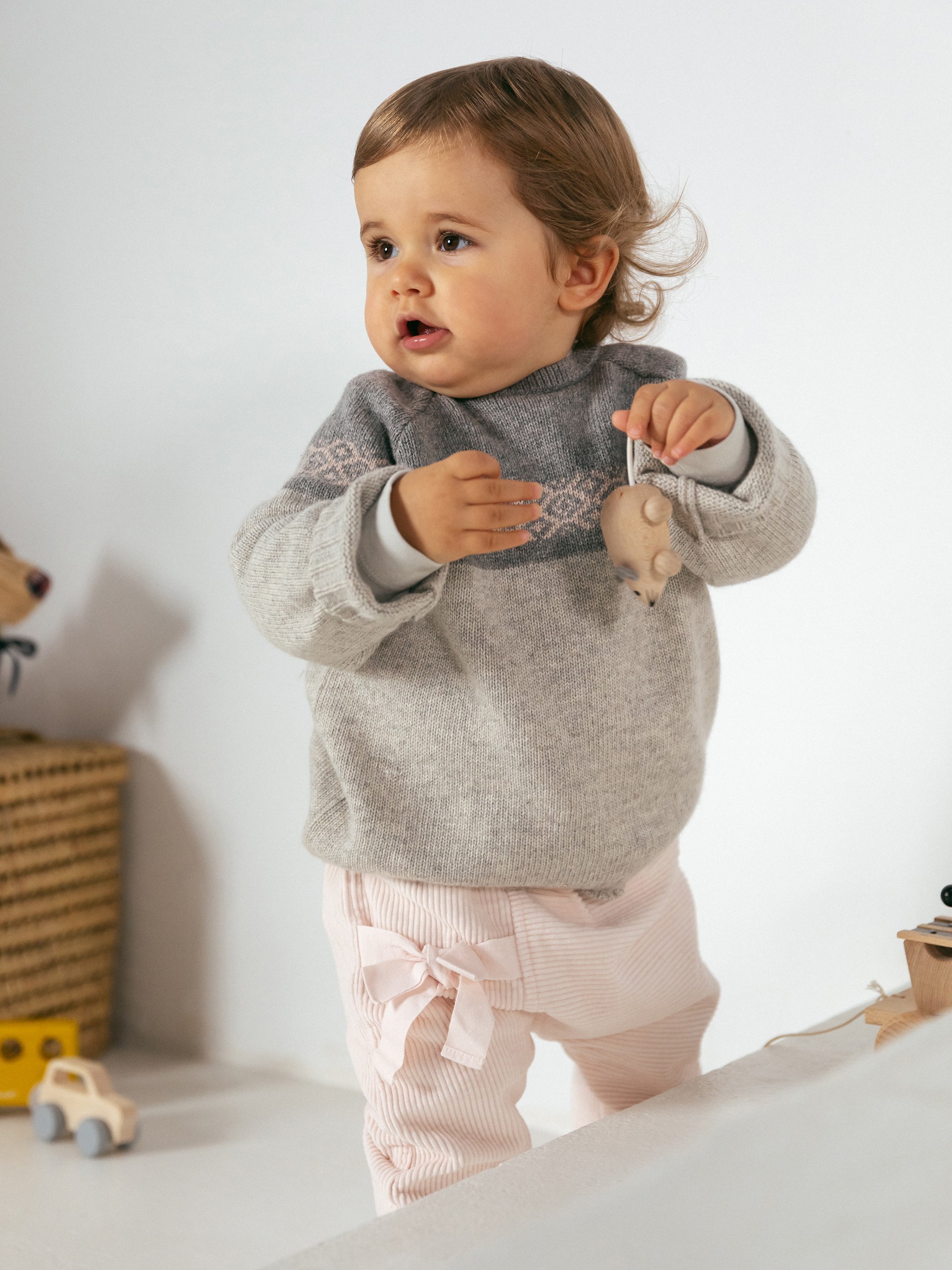 Pantalón pull-up con lazo en terciopelo de algodón orgánico