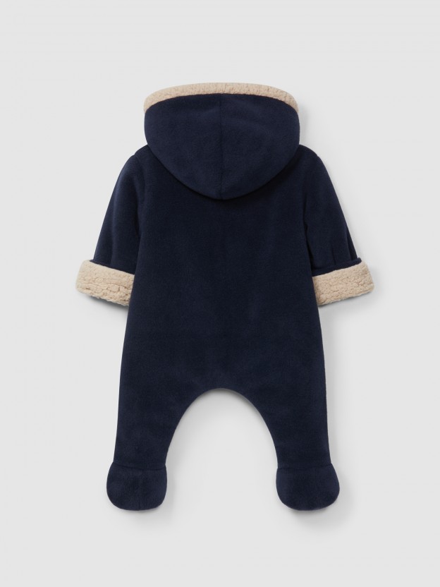 Fleece hooded pramsuit