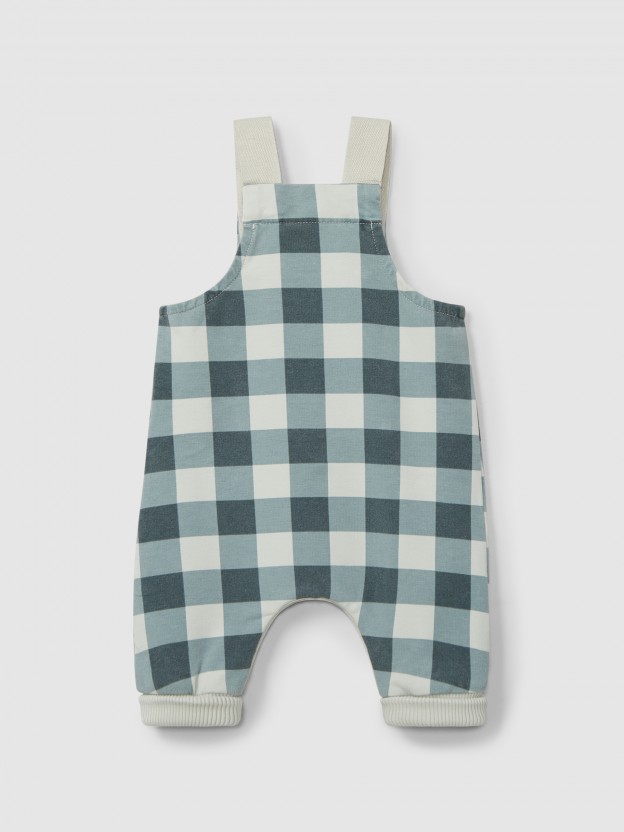 Plaid dungarees with pocket