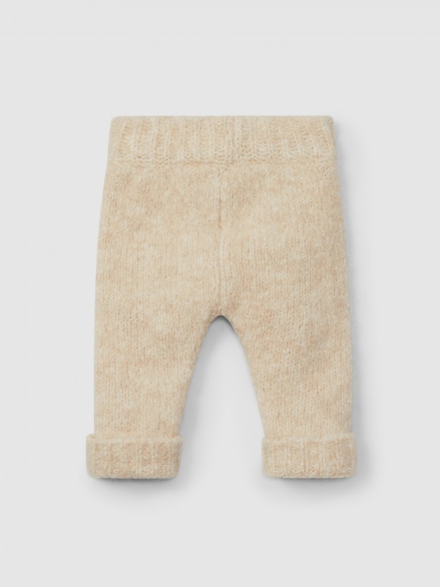 Plain knitted pull-up pants