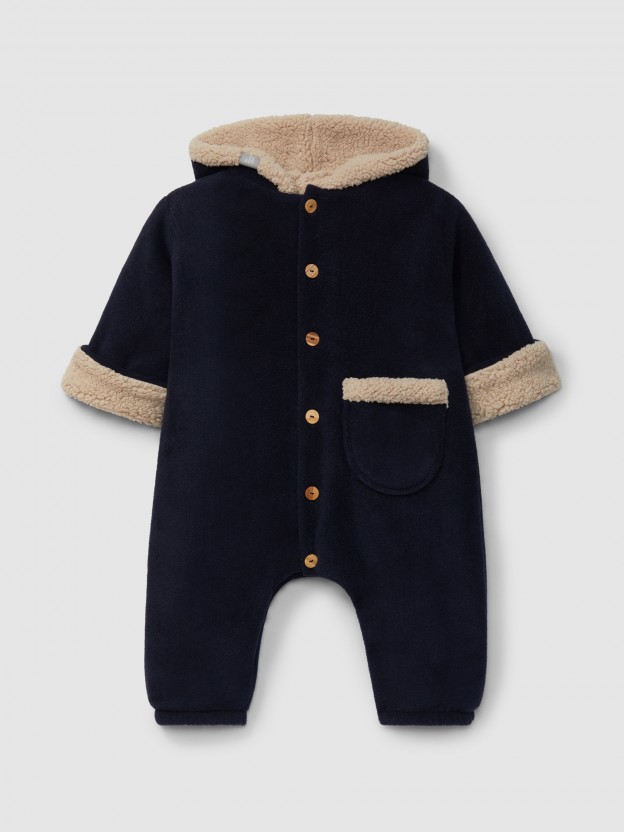 Fleece hooded pramsuit