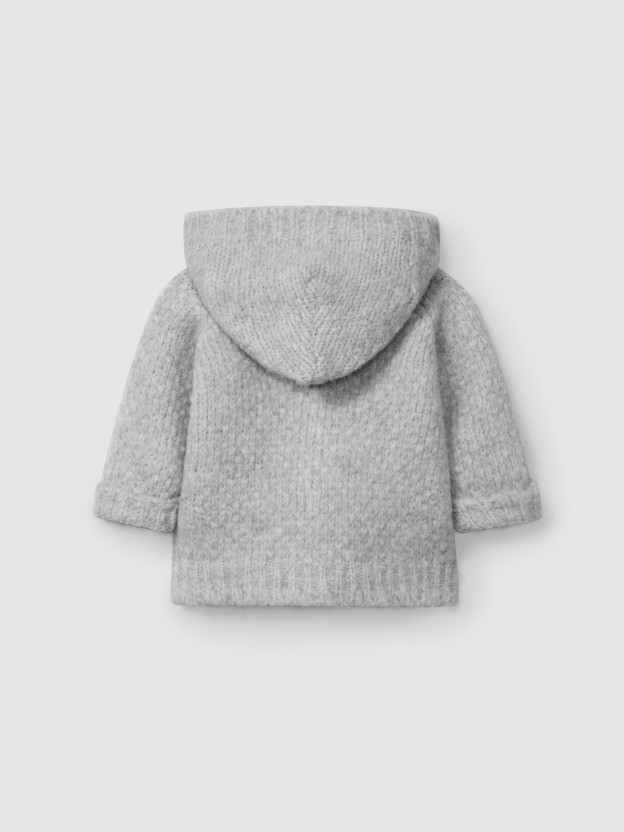 Knitted hooded cardigan