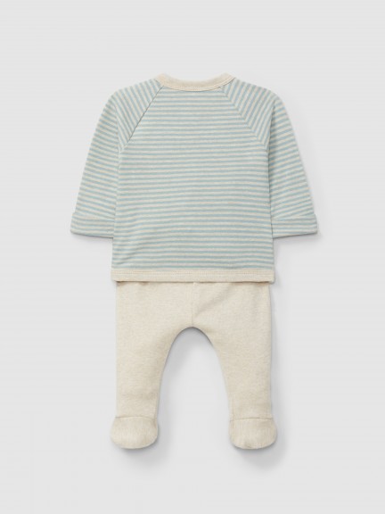 Conjunto de três peças de riscas em algodão Conjunto de três peças de riscas em algodão