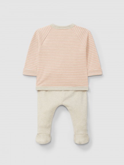 Conjunto de tres piezas de algodón a rayas Conjunto de tres piezas de algodón a rayas