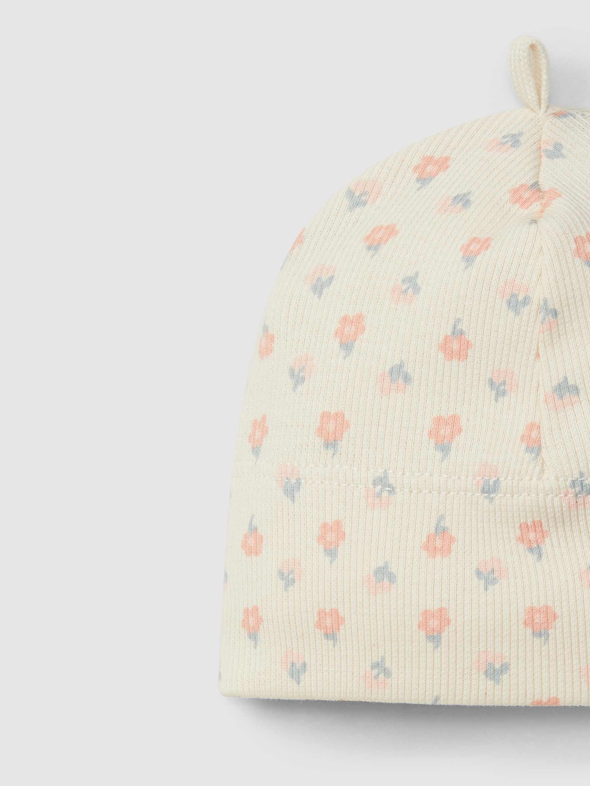 Conjunto de três peças flores em malha canelada