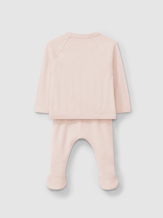 Conjunto de trs peas ajour
