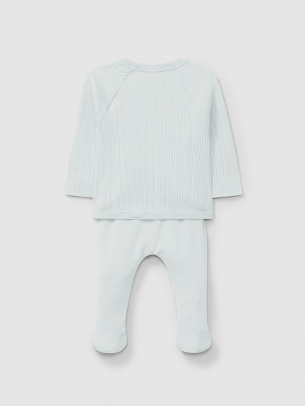 Conjunto de três peças  em malha canelada Conjunto de três peças  em malha canelada