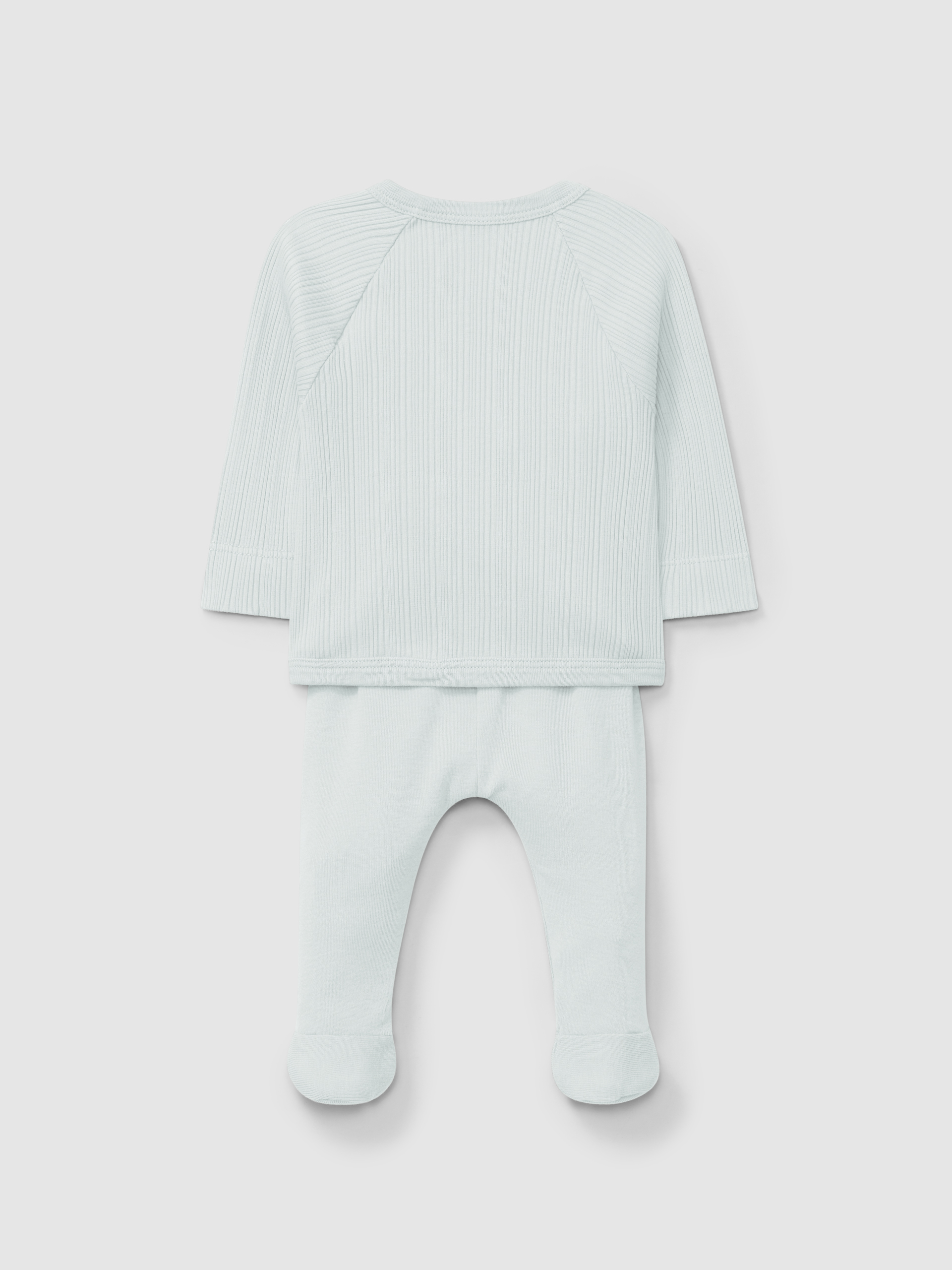 Conjunto de três peças  em malha canelada