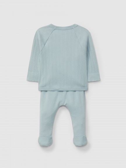 Conjunto de três peças  em malha canelada Conjunto de três peças  em malha canelada