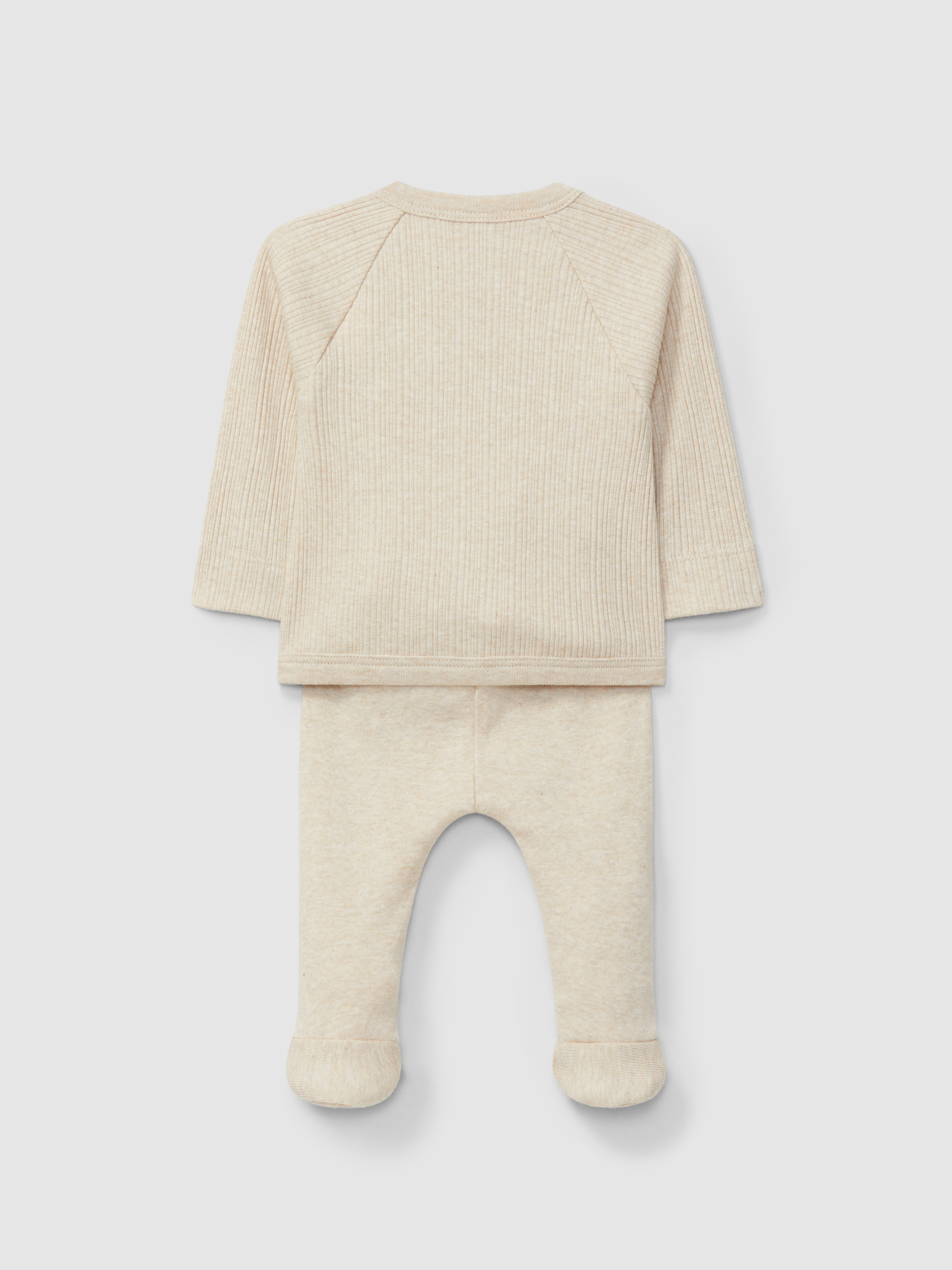 Conjunto de três peças  em malha canelada
