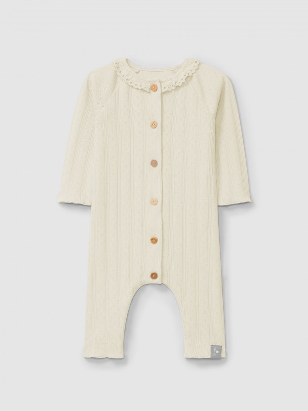 Ajour pattern romper with English embroidery Ajour pattern romper with English embroidery