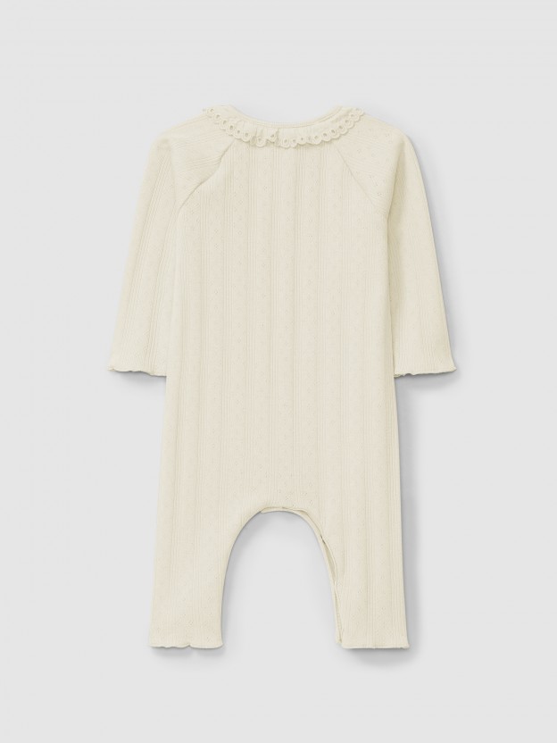 Ajour pattern romper with English embroidery Ajour pattern romper with English embroidery