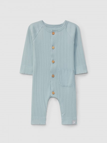 Ribbed jersey romper with pocket