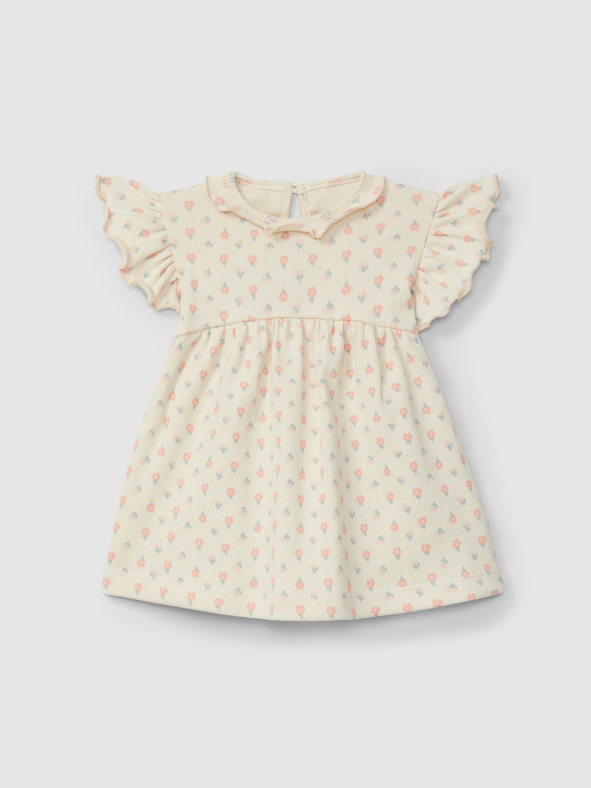 Vestido flores em malha canelada