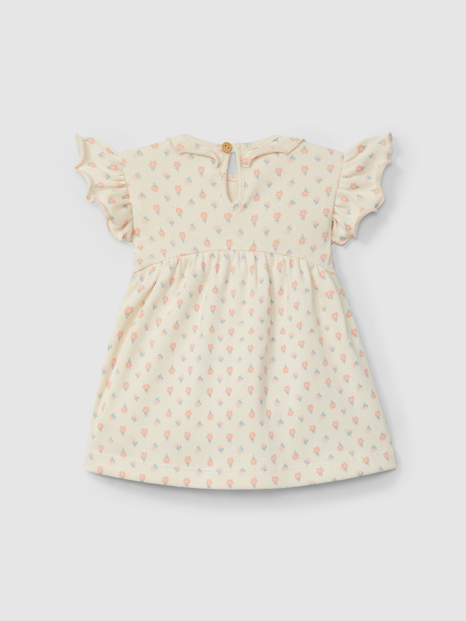 Vestido flores em malha canelada