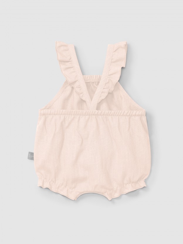 Plain shortie in linen with cotton and straps with ruffle Plain shortie in linen with cotton and straps with ruffle