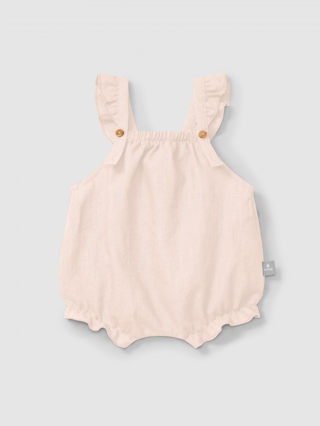 Plain shortie in linen with cotton and straps with ruffle Plain shortie in linen with cotton and straps with ruffle