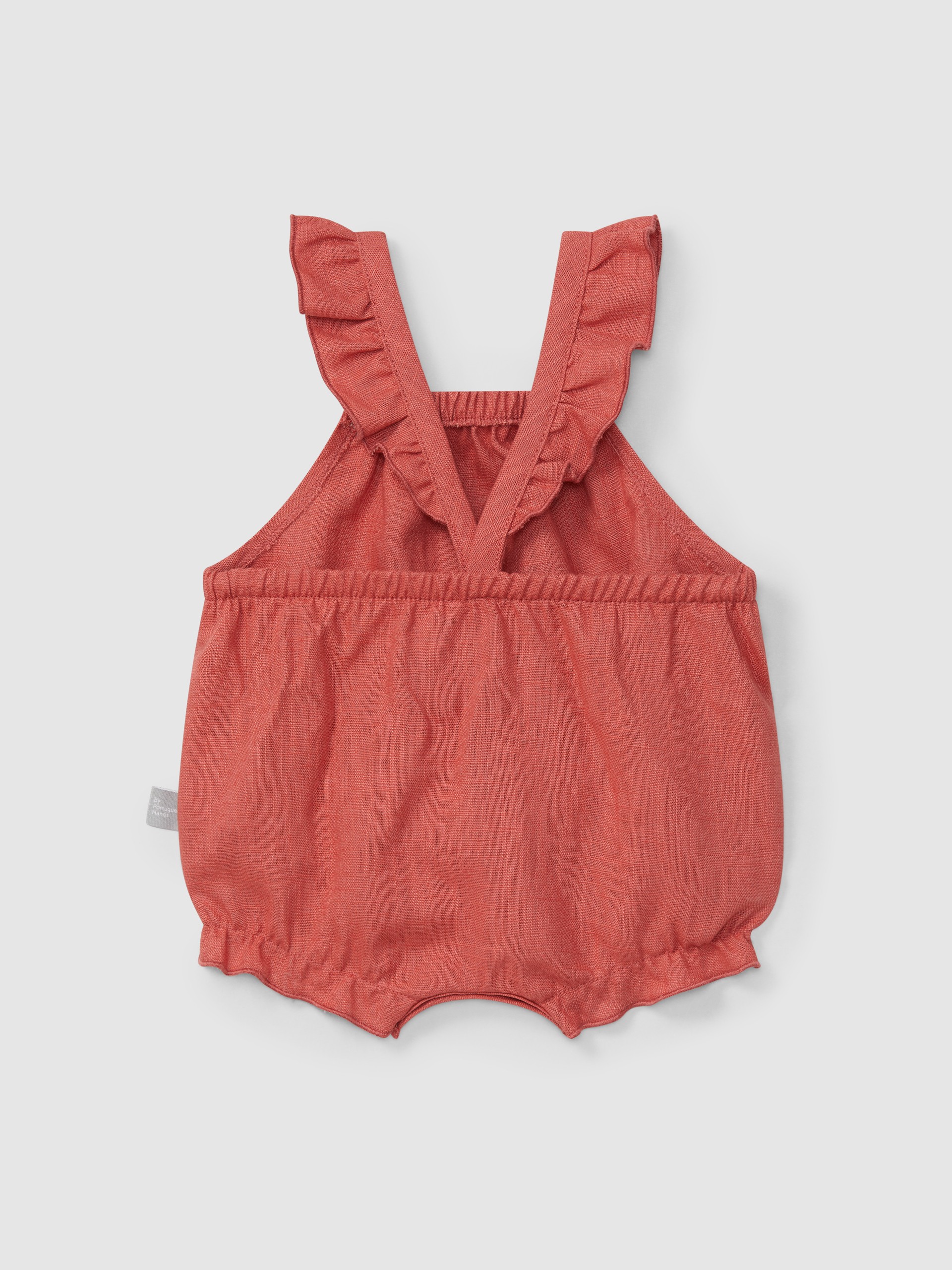 Bombacho liso de lino con algodón y tirantes con volante