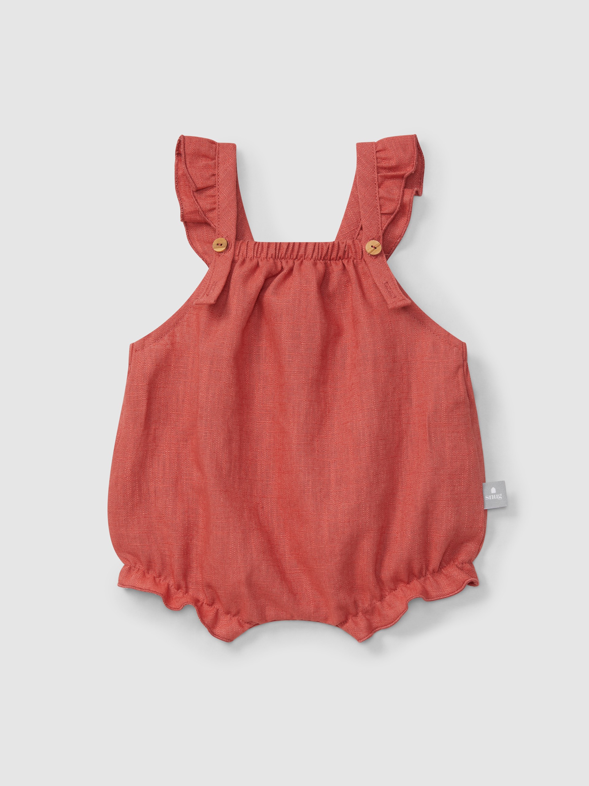 Bombacho liso de lino con algodón y tirantes con volante
