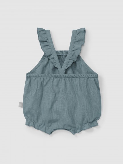 Plain shortie in linen with cotton and straps with ruffle Plain shortie in linen with cotton and straps with ruffle