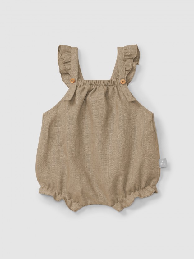 Plain shortie in linen with cotton and straps with ruffle Plain shortie in linen with cotton and straps with ruffle