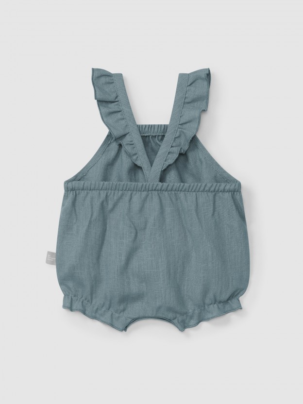 Plain shortie in linen with cotton and straps with ruffle