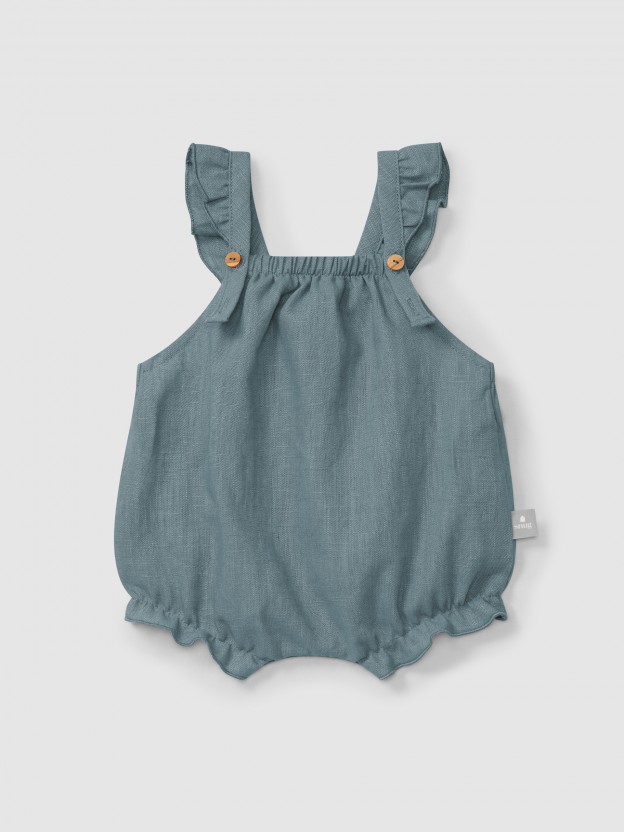 Plain shortie in linen with cotton and straps with ruffle