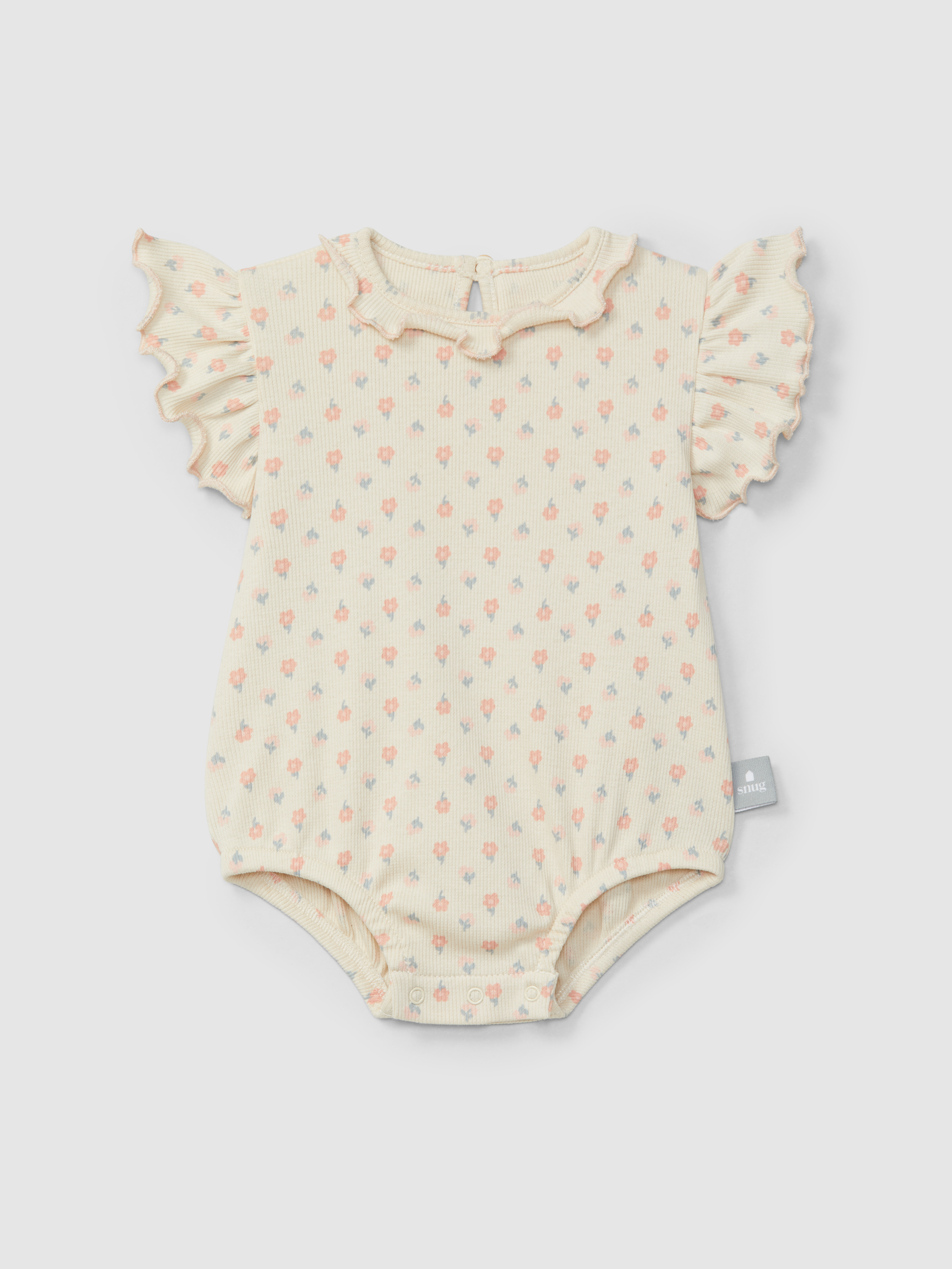 Ribbed jersey shortie floral print