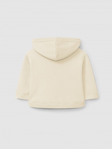 Casaco com capuz em malha waffle Casaco com capuz em malha waffle