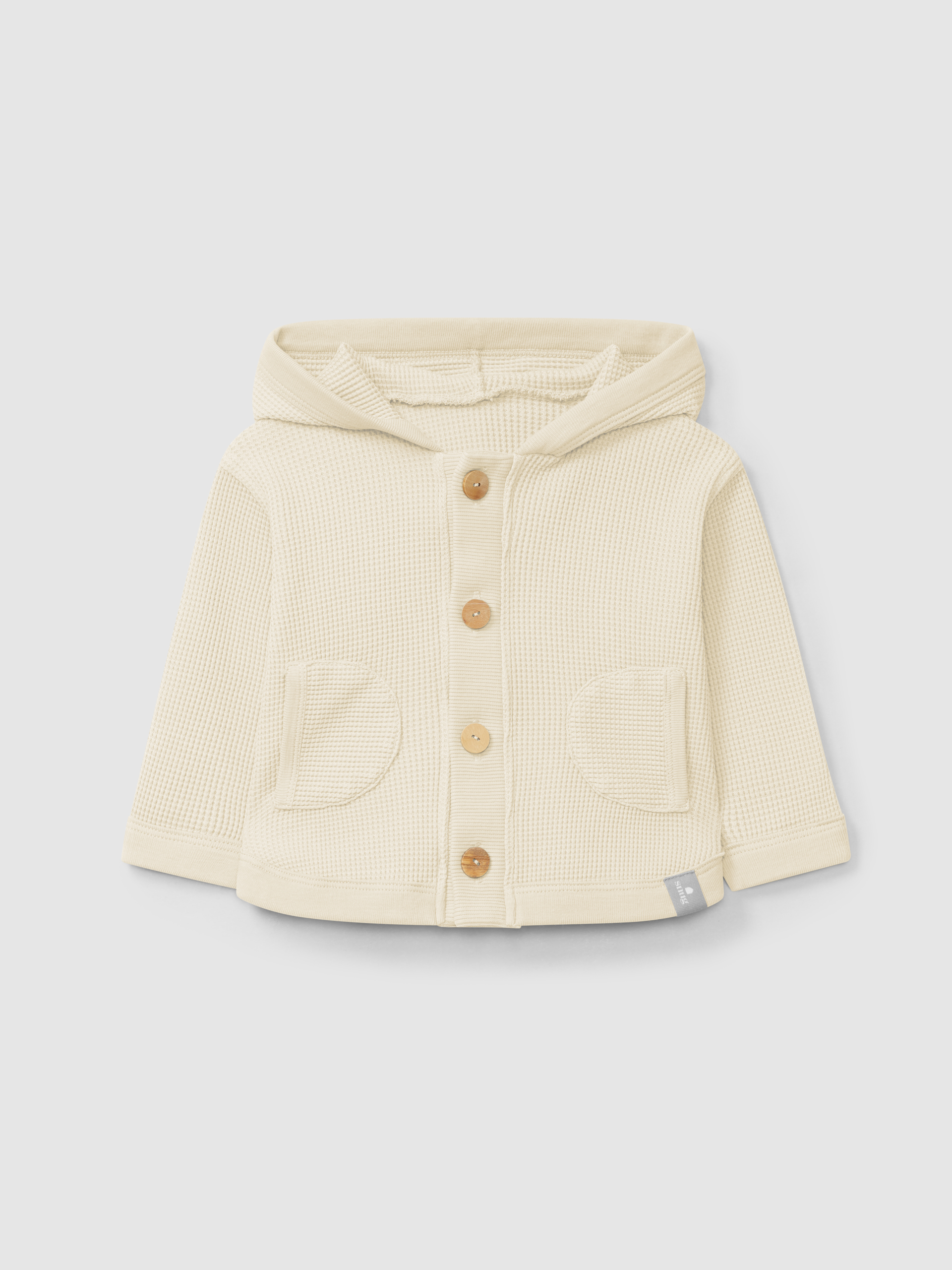 Casaco com capuz em malha waffle