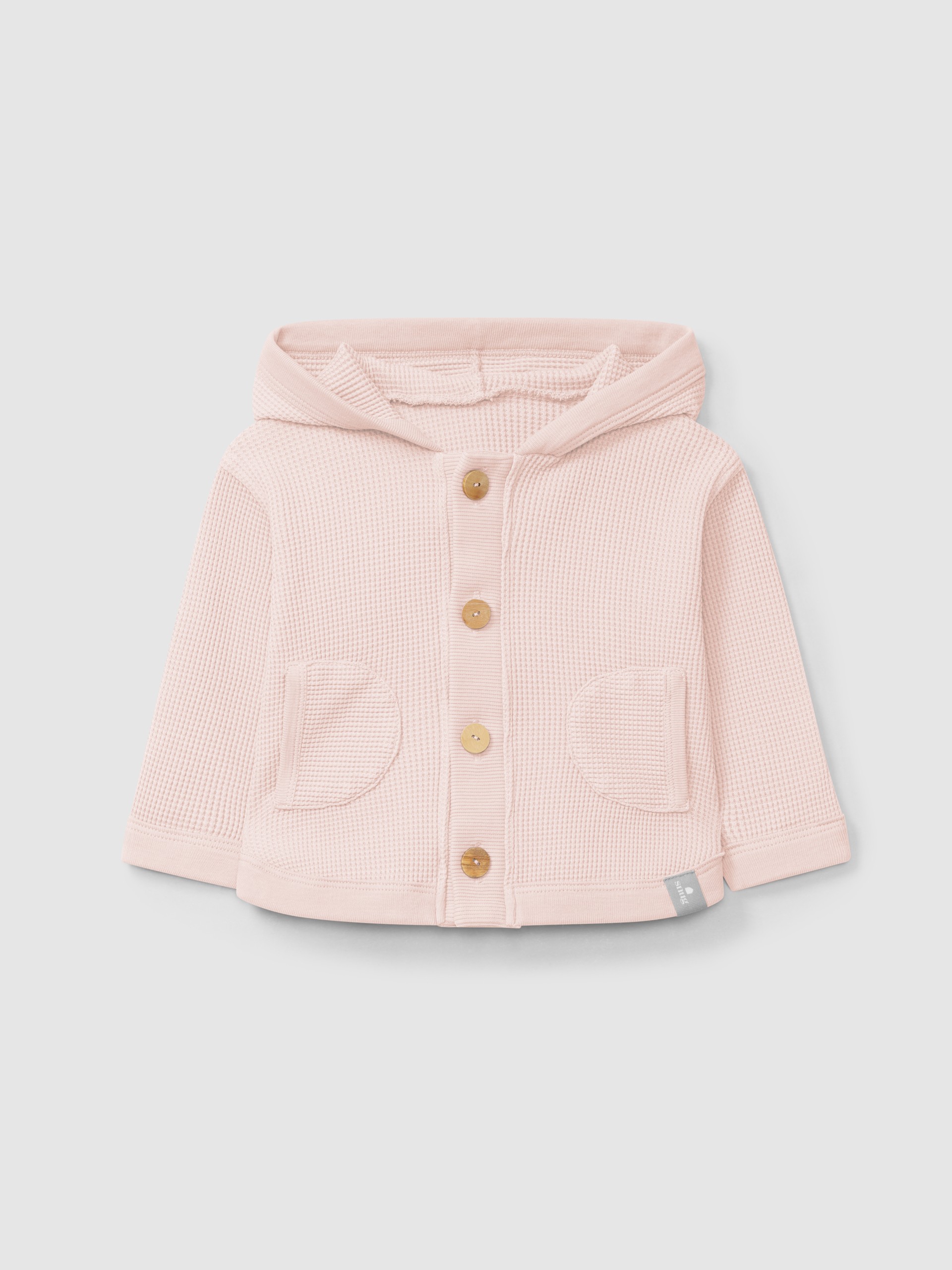 Casaco com capuz em malha waffle