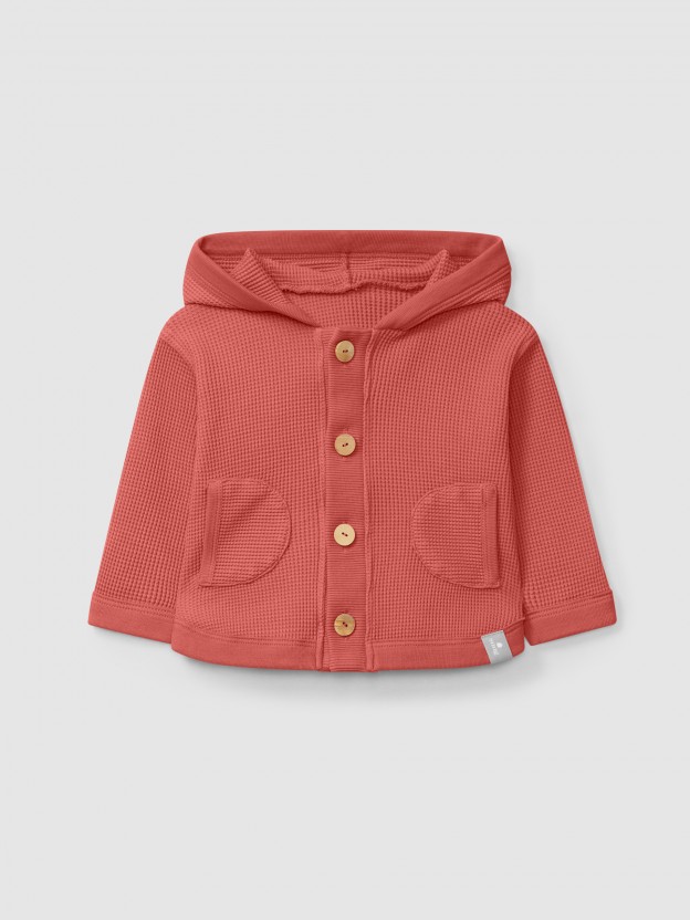 Waffle weave hooded jacket Waffle weave hooded jacket