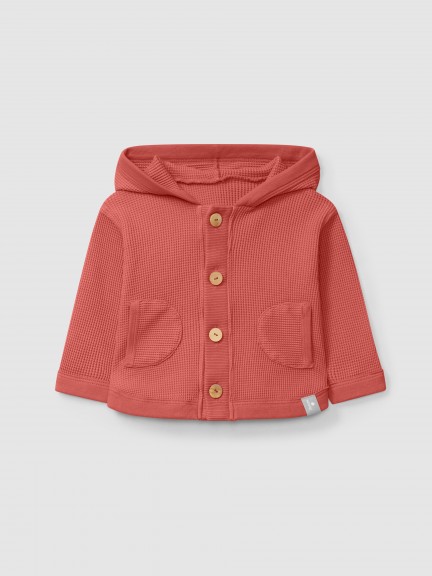 Waffle weave hooded jacket